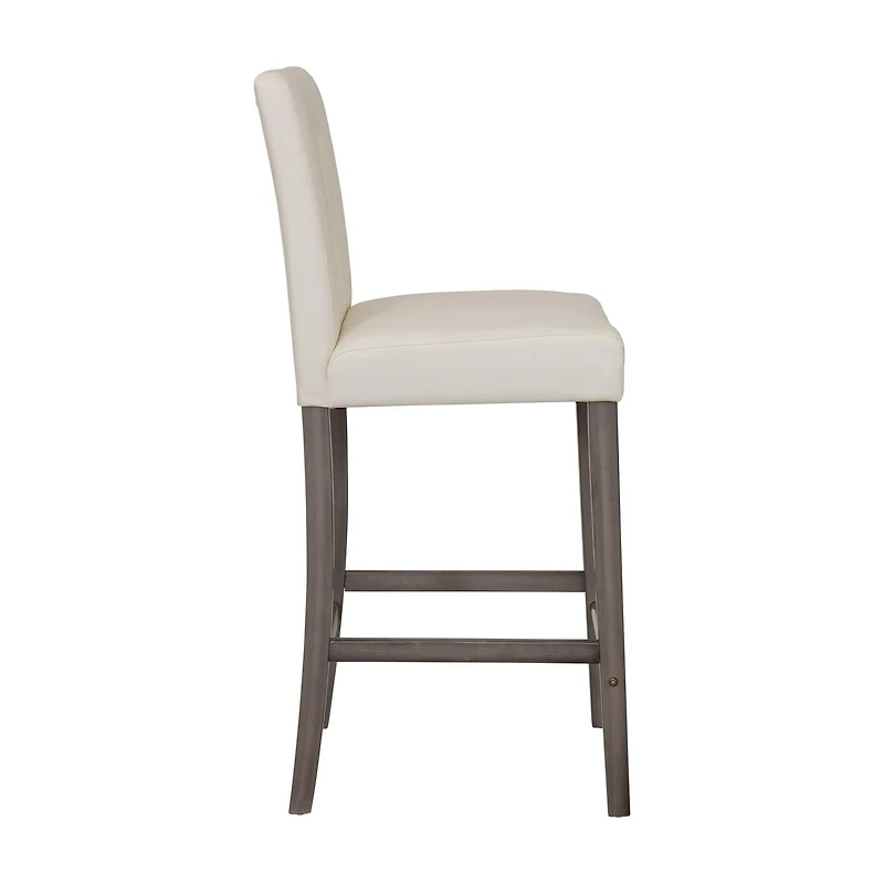 CorLiving Leila Faux Leather Upholstered Wood Leg Indoor Barstool - Sold Individually