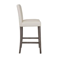 CorLiving Leila Faux Leather Upholstered Wood Leg Indoor Barstool - Sold Individually