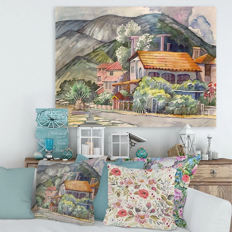 Designart Paysage grec au large de la côte de la mer Égée Art mural sur toile