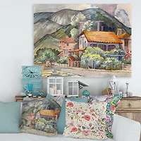 Designart Paysage grec au large de la côte de la mer Égée Art mural sur toile