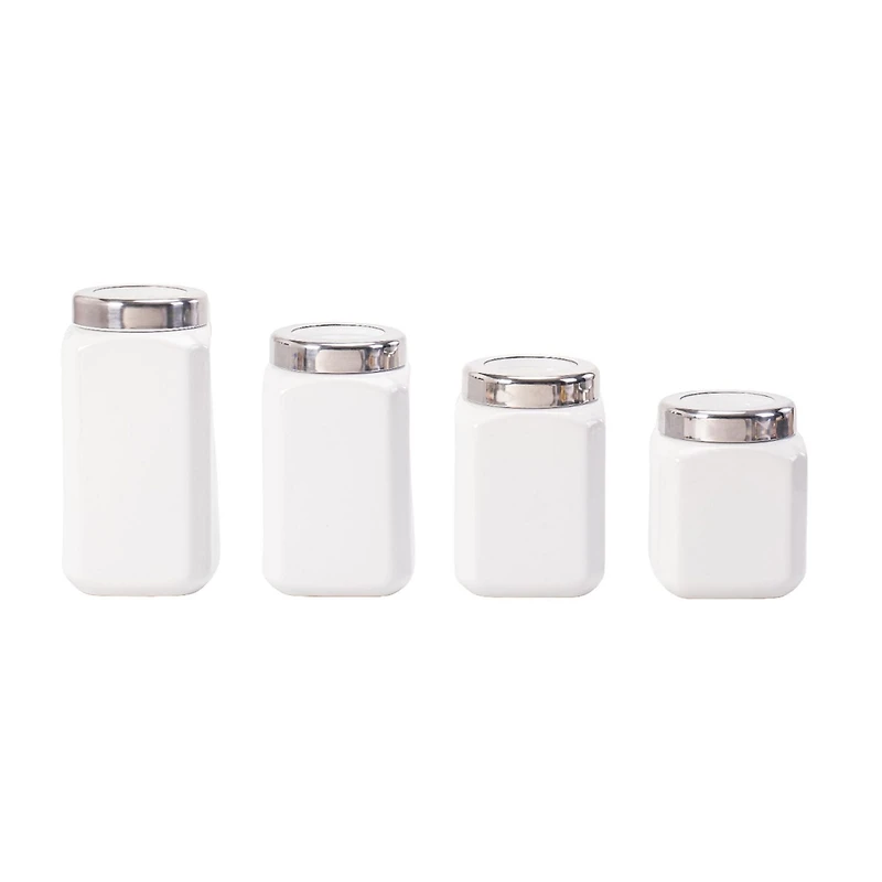 Mainstays White Glazed Ceramic Canister Set, 12 Piece, Canister Set
