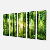 Tableau moderne imprimée sur toile Design Art Foret avec rayons de soleil
