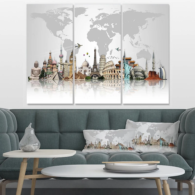 Designart Famous Monuments Across World Canvas Wall Art