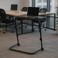 Homy Casa Adjustable Folding Dining Table with Cup Holder, Portable Table for Kitchen, Balcony, and Apartment