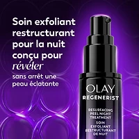Soin exfoliant de nuit Olay Regenerist avec acide glycolique, soin ravivant et exfoliant, AHA, restructurant, texture lisse, illumine le teint, sérum de nuit léger pour un teint radieux