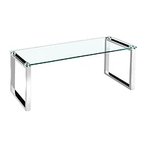 Gyna Large Coffee Table – Elegant Glass Top with Shiny Chrome Legs, Modern Design