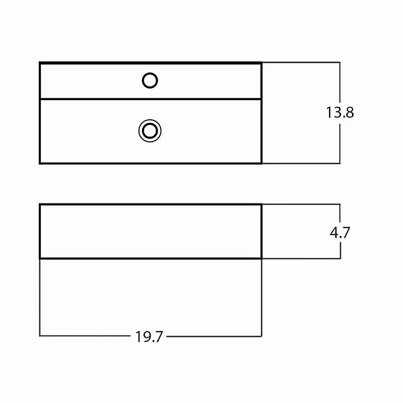 American Imaginations -in. W Above Counter White Bathroom Vessel Sink For 1 Hole Center Drilling AI