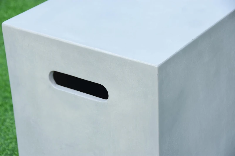 Elementi Square Propane Tank Cover, Glass-Fiber Reinforced Concrete - Fire Pit Accessories -Smooth Gray
