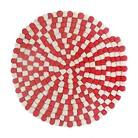 Round Felt Ball Trivet (Red & Beige)