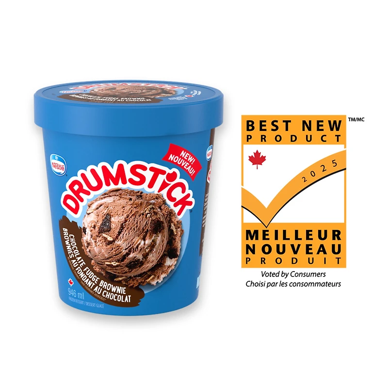 DRUMSTICK Brownies au fondant au chocolat, dessert glacé, tourbillon, morceaux de brownies et de gaufrettes
