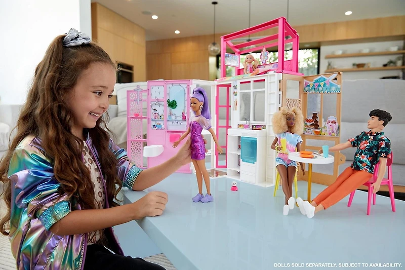 Barbie Fashionistas Doll #178, Petite, Long Purple Hair & Purple Metallic Dress, Sheer Bodice & Sleeves, Purple Sneakers, 3 to 8 Years Old