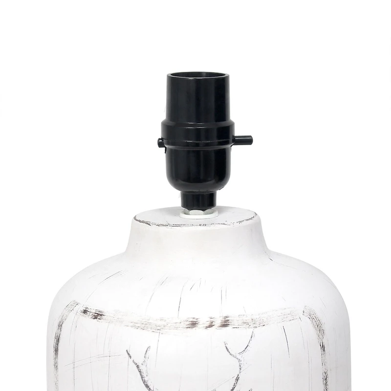 Simple Designs Rustic Deer Buck Nature Printed Ceramic Farmhouse Accent Table Lamp with Fabric Shade