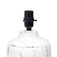 Simple Designs Rustic Deer Buck Nature Printed Ceramic Farmhouse Accent Table Lamp with Fabric Shade