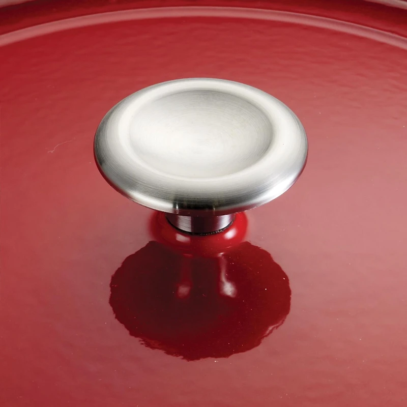 Cocotte ronde couverte Tramontina de 5,2 litres (5,5 Qt) en fonte émaillée, rouge, graduée, 80131/047DS