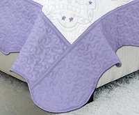 Couvre-lit Marina Decoration brodée, ensemble de literie d'été ultra doux et uni avec taie d'oreiller matelassée, motif floral violet