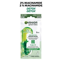 Garnier Sérum Masque en Tissu avec Niacinamide + Kale, soin équilibrant de la peau pour peau grasse, 1 masque en tissu (14 mL)