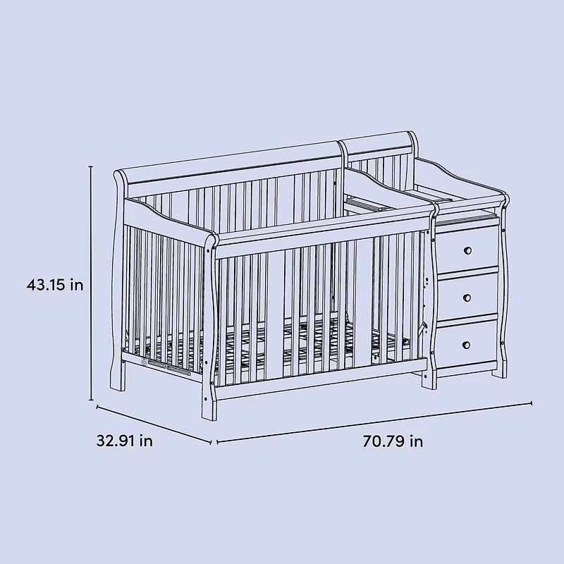 Lit de Bébé 5-en-1 avec Table à Langer Attachée Portofino de Storkcraft