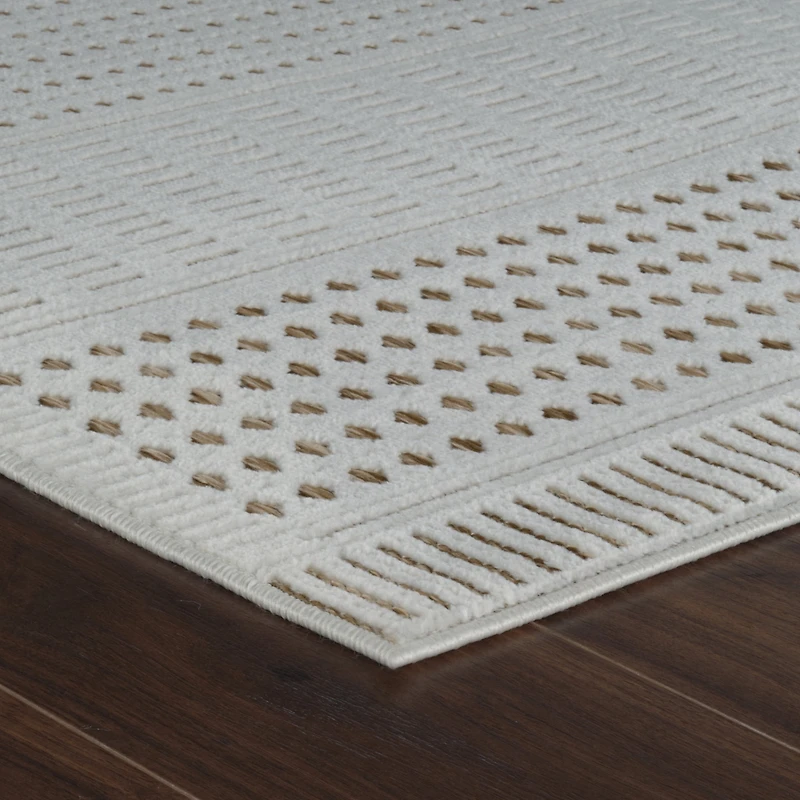 Tapis d'interieur/exterieur abstrait Rug Branch Maise, beige marron, moderne - Entree, couloir