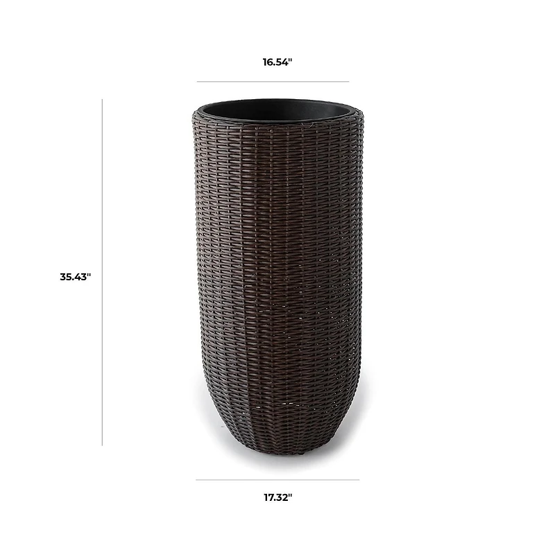 Rolland XL Rattan Planter Dark Brown, 35.4"