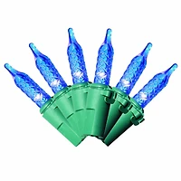 Lot de 100 lumières de Noël à DEL bleu M5 avec fil vert, 21 pieds, Holiday Time Espace entre les ampoules de 3,25 po (8,2 cm)