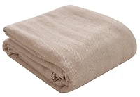 Fabstyles 100% Cotton Soft and Cozy Blanket - Herringbone Weave Cotton Blanket - Perfect for Layering Any Bed for All Season (Grey/White, Queen (90''x90''))