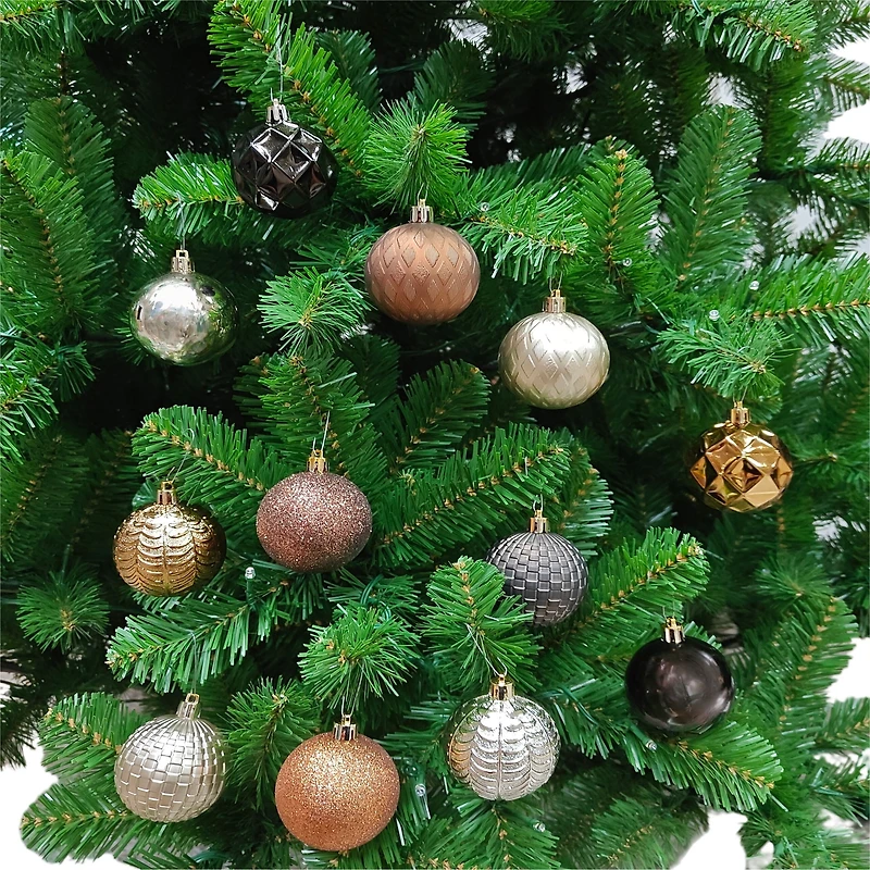 Holiday Time 24-Count Shatterproof Ornaments-Brown/Bronze/Champagne