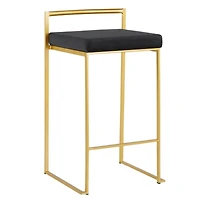 Heavenly Collection Black Stool with Gold stainless steel frame