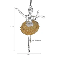 Christmas Acrylic With Gold Ornament Ballerina - Set of 12