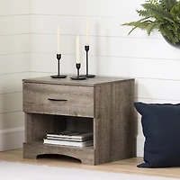 South Shore Step One 1-Drawer Nightstand - End Table with Storage for Adult, in Weathered Oak