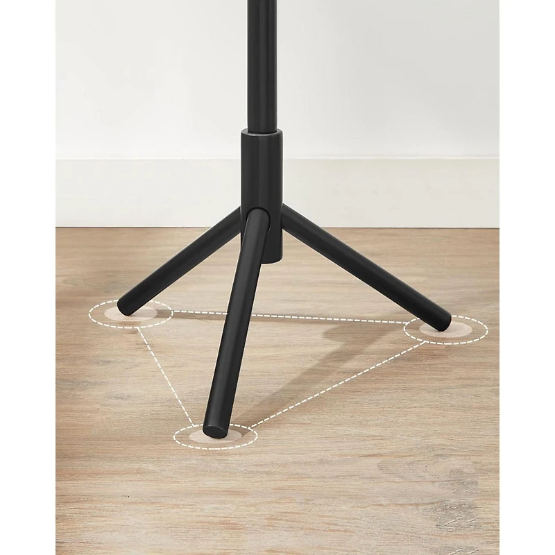 Boutique Home Adjustable Free-standing Coat Rack with 8 Hooks & 3 Height Options, Black