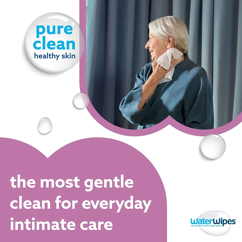 WaterWipes Sensitive+ Body & Intimate Wipes, 3-In-1 Cleans, Cares, Protects, 99.9% Water, Unscented & Hypoallergenic Hygiene Wet Wipes, Adult Care, 30 Count