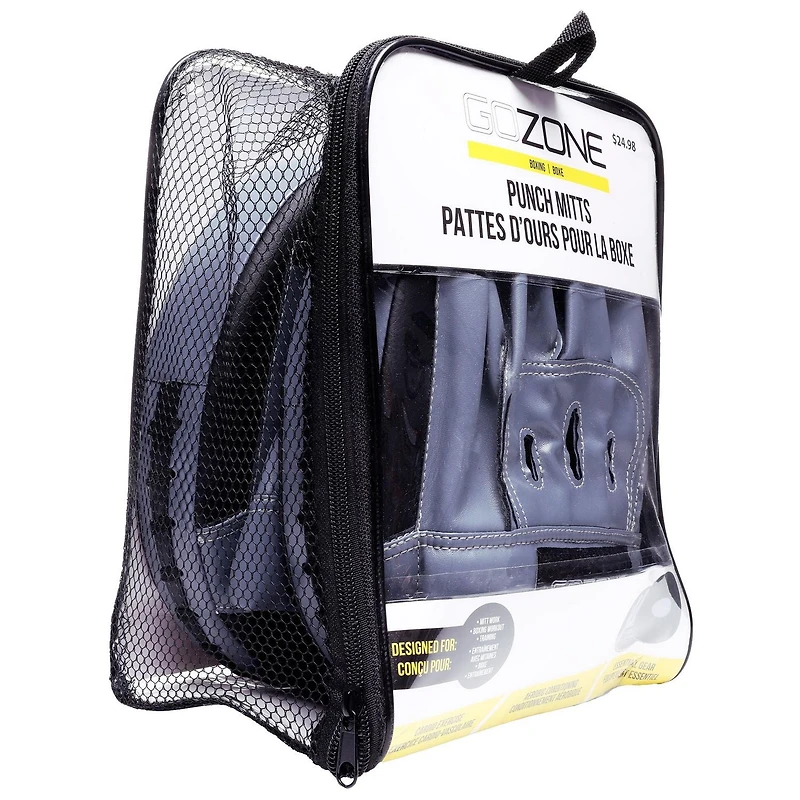 GoZone Punch Mitts – Boxing Focus Mitts – Black/Grey, Thick foam padding