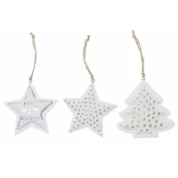 Wooden Star And Tree Ornament - Set of 12