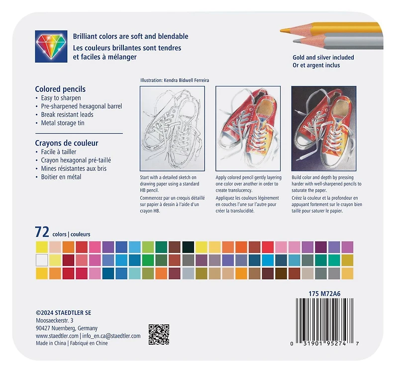 Staedtler Crayons de couleur Boîte en métal de 72 couleurs