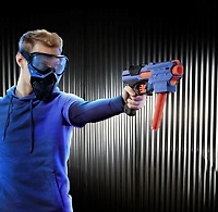 Blaster Nerf Rival Finisher XX-700, chargeur à remplissage rapide, mécanisme à ressort, 7 billes en mousse Nerf Rival officielles, équipe bleue