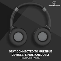 Audio-Technica ATH-S220BTBK Wireless On Ear Headphones, Black
