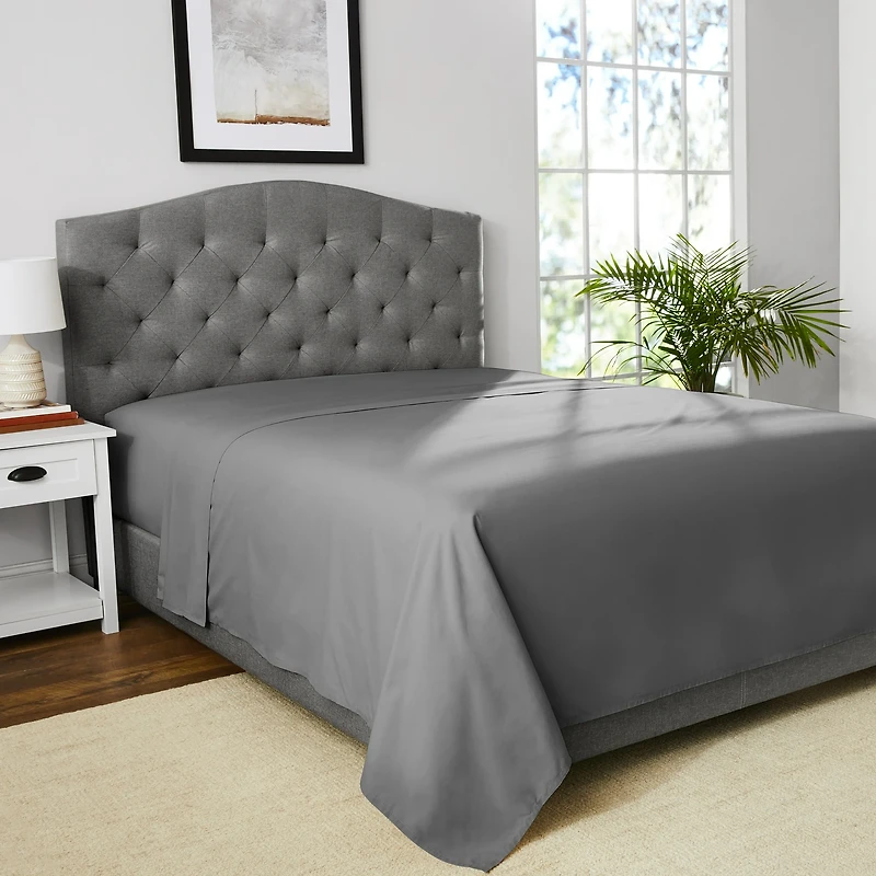 Mainstays 4-Piece 300 Thread Count Grey- CVC Cotton Blend Bed Sheet Set, Double (Adult), Double Sheet Set