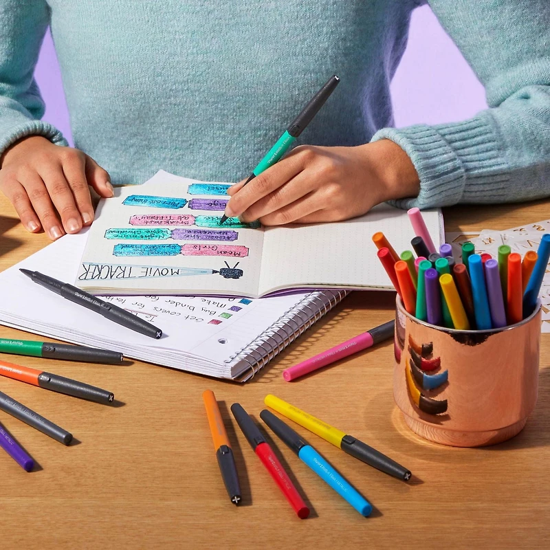 Paper Mate Flair Pens, Metallic Felt Tip Pens, City Lights, Glittery Ink Shines on White Paper, Assorted Colours