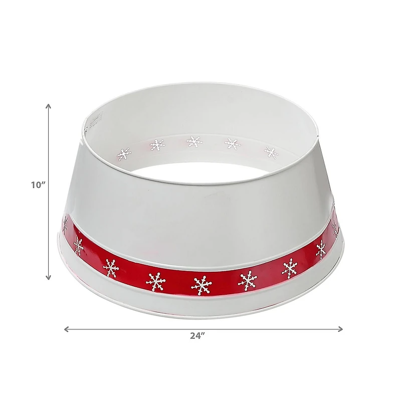 Christmas Metal White Tree Collar With Snowflakes