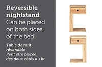 South Shore Sweedi Table de chevet 1 tiroir en bois massif-Bois naturel