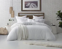 Ensemble de housse de couette en tissu froissé naturel ultra doux - Fermeture éclair