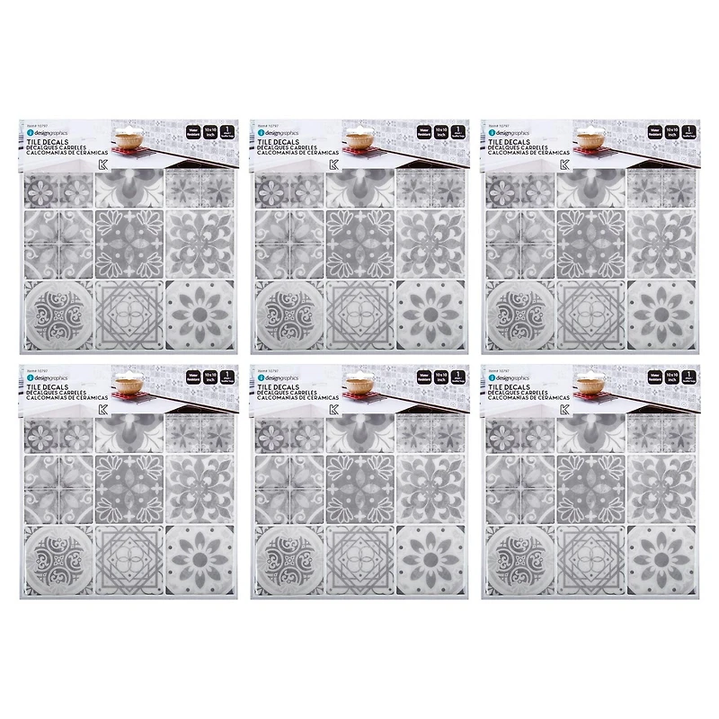 Truu Design Tuiles murales auto-adhésives Peel and Stick Accent Unique, 10 x 10 pouces, gris, 6 pièces