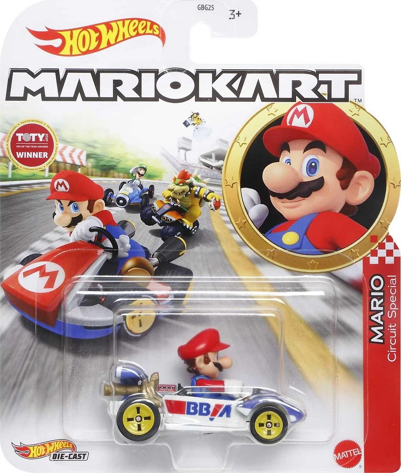 Hot Wheels Mario Kart Circuit 1:64 Scale Die-Cast Replica Vehicles For Kids Ages 3+ Years