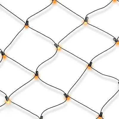 50-Count Twinkling Orange LED Net Lights, Indoor/Outdoor Halloween, by Way To Celebrate