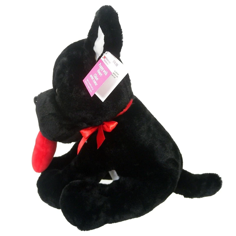 Way To Celebrate Valentine's day plush 10'' black dog with heart