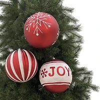 Holiday Time 200 mm Shatterproof Christmas Ornaments, Red & White, 3 Count