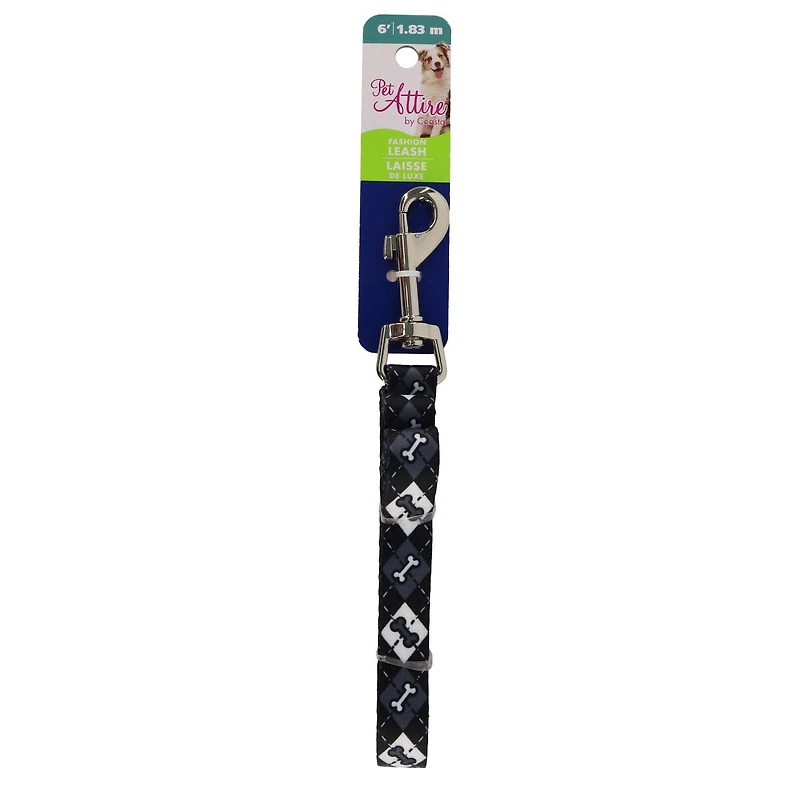 Pet Attire By Coastal Black Bones Laisse pour chien 5/8" x 06'