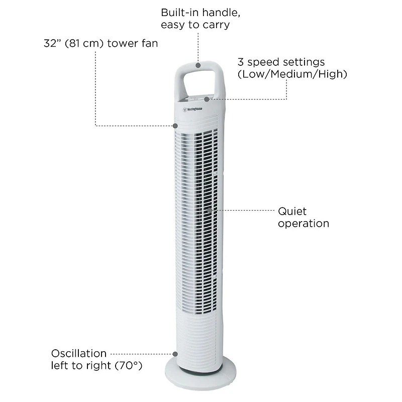 WESTINGHOUSE 32" VENTILATEUR VERTICAL OSCILLANT