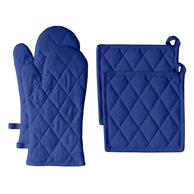 Ensemble de 4 mitaines de four et porte-pot en coton gaufré Fabstyles Solo