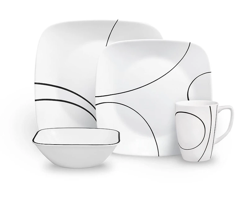 Ensemble de service de table de 16 pièces de CorelleMD Studio, Série Simple Lines